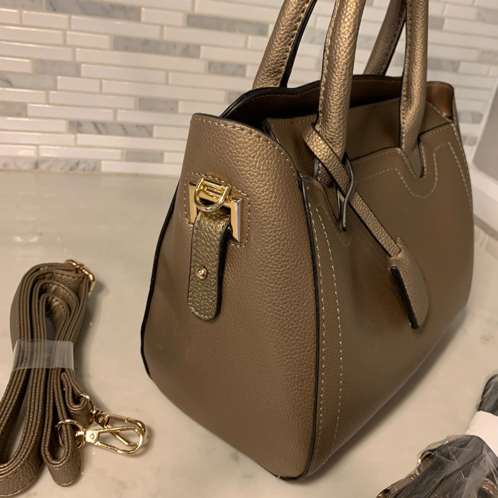 lou lou NWT Bronze Handbag w/ Detachable Crossbody